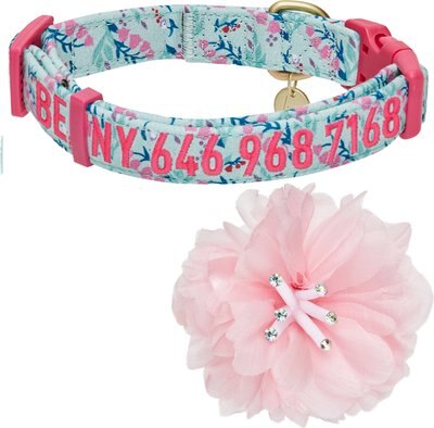 Blueberry Pet Floral Power Lily of the Valley Personalized Dog Collar, slide 1 of 1