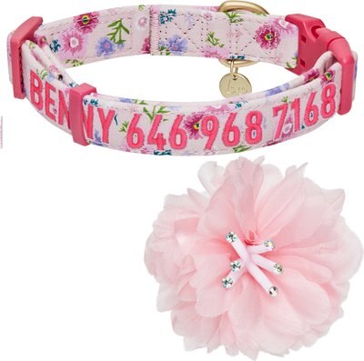 Blueberry Pet Floral Power Cosmos Personalized Dog Collar, slide 1 of 1