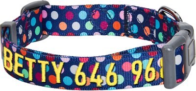 Blueberry Pet Rainbow Polka Dots Personalized Dog Collar, slide 1 of 1