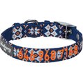 Blueberry Pet Modern Tribal Print Braided Personalized Dog Collar, Tribal Navy, Large: 17 to 20.5-in neck, 1-in wide
