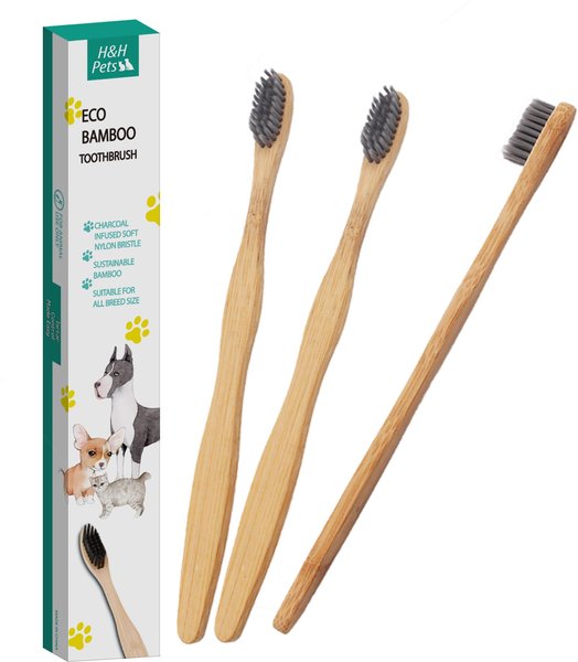 H&H Pets Bamboo Dog & Cat Toothbrush, 3 count slide 1 of 2