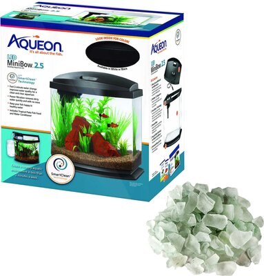 Aqueon LED MiniBow SmartClean Fish Aquarium Kit, Black + Galapagos Aquarium Sea Glass, slide 1 of 1