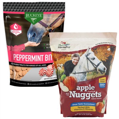 Buckeye Nutrition All-Natural Peppermint Treats + Manna Pro Bite-Size Nuggets Apple Flavor Horse Treats, slide 1 of 1