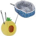 Frisco Herringbone Plush Oval Cuddler + Small Pet Pineapple Hideaway