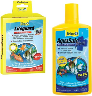 Tetra Lifeguard All-in-One Bacterial & Fungus Treatment + AquaSafe Plus Freshwater & Marine Aquarium Water Conditioner, slide 1 of 1