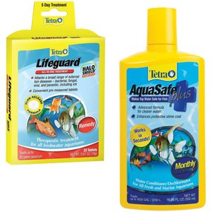 Tetra Lifeguard All-in-One Bacterial & Fungus Treatment + AquaSafe Plus Freshwater & Marine Aquarium Water Conditioner
