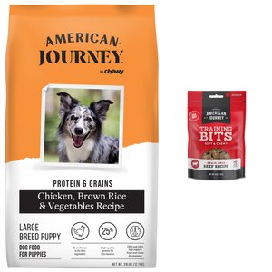 American Journey Active Life Formula Large Breed Puppy Chicken, Brown Rice & Vegetables Recipe Dry Food + Beef Recipe Grain-Free Soft & Chewy Training Bits Dog Treats