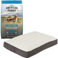 American Journey Senior Salmon & Sweet Potato Recipe Grain-Free Dry Food + Frisco Plush Orthopedic Pillow Dog Bed w/Removable Cover, Gray, X-Large