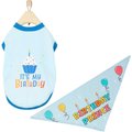 Frisco Birthday Prince Bandana, X-Small/Small + Dog & Cat T-Shirt, Blue, X-Small