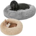 Frisco Eyelash Bolster Bed, S&, Small + Cat & Dog Bolster Bed, Smoky Gray, X-Large
