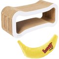 Frisco Scratcher & Lounge Oblique with Catnip, White + Yeowww! Catnip Yellow Banana Cat Toy