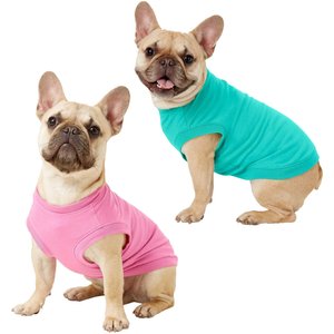Frisco Basic Dog & Cat T-Shirt, Pink + Teal, Medium