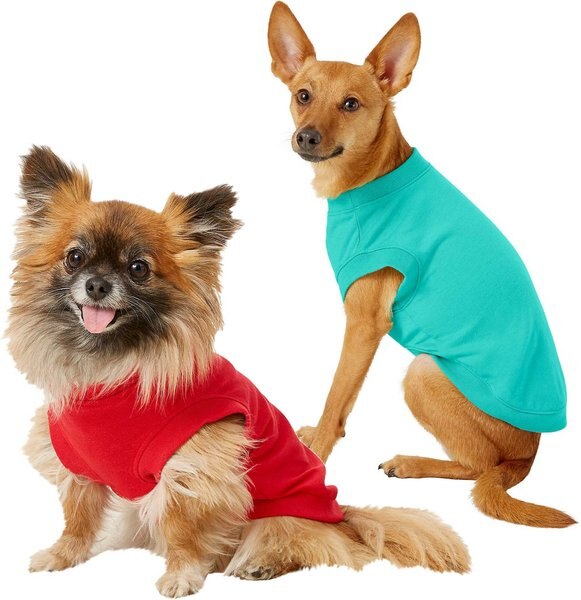 Frisco Basic Dog & Cat T-Shirt, Red + Teal, Small slide 1 of 9