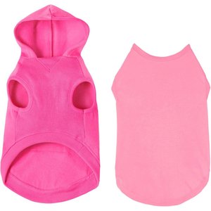 Frisco Dog & Cat Basic Hoodie + T-Shirt, Pink, Medium