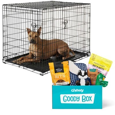 Frisco Fold & Carry Double Door Collapsible Wire Crate + Goody Box Puppy Toys, Treats & Potty Training, slide 1 of 1