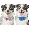 Frisco Plaid Dog & Cat Bow Tie, X-Small/Small, Orange & Blue + Blue