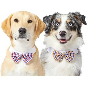 Frisco Plaid Dog & Cat Bow Tie, X-Small/Small, Red & Blue + Orange & Blue