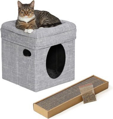MidWest Curious Cube Condo + Catty Scratch Cat Scratcher with Catnip, Small, slide 1 of 1
