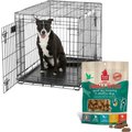 MidWest LifeStages Double Door Collapsible Wire Crate, 36 inch + Plato Small Bites Duck Grain-Free Dog Treats, 6-oz bag