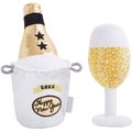 Frisco New Year's Eve Champagne & Flute Plush Squeaky Dog Toy, 2 count, Medium/Large