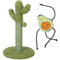 Frisco Cactus Scratching Post, 22-in + Plush Dangly Avocado Buddy Cat Toy with Catnip
