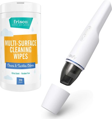 Frisco Multi-Surface Cleaning Citrus Scented Wipes, 70 count + Eufy Anker HomeVac H11 Handheld Vacuum, White, slide 1 of 1