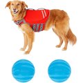Frisco Neoprene Life Jacket, Large + Floating Fetch Ball No Squeak Dog Toy, Blue, Medium, 2-pack