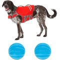 Frisco Neoprene Life Jacket, X-Large + Floating Fetch Ball No Squeak Dog Toy, Blue, Medium, 2-pack
