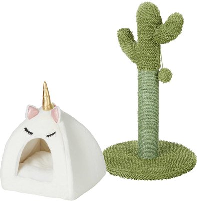 Frisco Novelty Unicorn Covered Bed + Cactus Cat Scratching Post, 22-in, slide 1 of 1