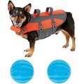 Frisco Ripstop Life Jacket, Medium + Floating Fetch Ball No Squeak Dog Toy, Blue, Medium