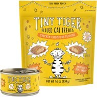 Tiny Tiger Chunks in EXTRA Gravy Chicken Recipe Grain-Free Canned Food + Chicken Chompers Flavor Filled Cat Treats