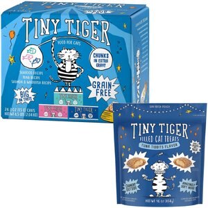 Tiny Tiger Chunks in EXTRA Gravy Seafood Recipes Grain-Free Canned Food + Tuna Tidbits Flavor Filled Cat Treats