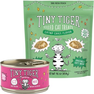 Tiny Tiger Pate Beef Recipe Grain-Free Canned Food + Catnip Craze Flavor Filled Cat Treats, slide 1 of 1