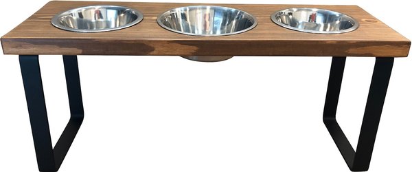 Bearwood Essentials Farmhouse 3-Bowl Elevated Dog Feeder, Chestnut, Large slide 1 of 3