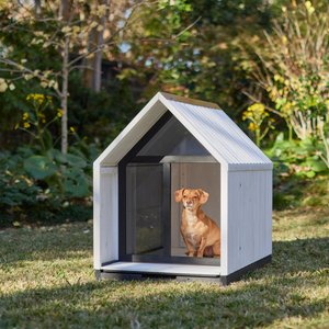 Frisco Classic Wooden Outdoor Dog House, White, Medium