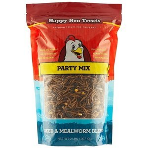 Happy Hen Treats Seed & Mealworm Party Mix Poultry Treats, 2-lb bag, bundle of 2