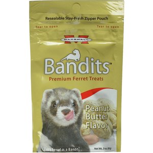 Marshall Bandits Premium Peanut Butter Flavor Ferret Treats, 3-oz bag, bundle of 4
