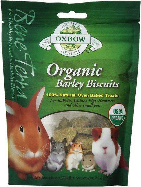 Oxbow Bene Terra Organic Barley Biscuits Small Animal Treats, 2.65-oz bag, bundle of 5 slide 1 of 4