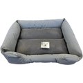 HappyCare Textiles Faux Leather Cat & Dog Bed, Gray