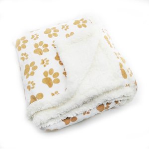 HappyCare Textiles Ultra Soft Flannel Cat & Dog Blanket, Gold