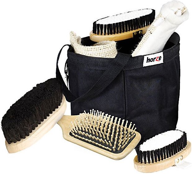 Horze Equestrian Wooden Horse Grooming Tools & Tote