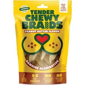 Lennox Tender Braids Peanut Butter Flavor Dog Treats, 4 count