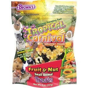 Brown's Tropical Carnival Fruit & Nut Small Animal Treats, 8-oz bag, bundle of 3