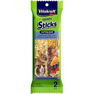 Vitakraft Crunch Sticks Popped Grains & Honey & Wild Berry & Honey Flavor Rabbit & Guinea Pig Treat Variety Pack, 6 count
