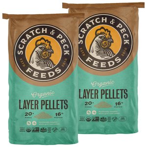 Scratch & Peck Feeds Organic Layer 16% Pellets Chicken Food, 25-lb bag, bundle of 2