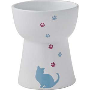 Frisco Cat Print Non-skid Elevated Ceramic Cat Bowl, Tall, 1 Cup, bundle of 2