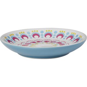 Frisco Kaleidoscope Pattern Non-skid Ceramic Cat Dish, Blue, 0.62 Cup, 2 count