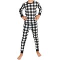 Leveret Two Piece Cotton Family Matching Pajamas, Black & White Plaid, Kid's, 12-18 Month