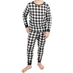 Leveret Two Piece Cotton Family Matching Pajamas, Black & White Plaid, Men's, XX-Large
