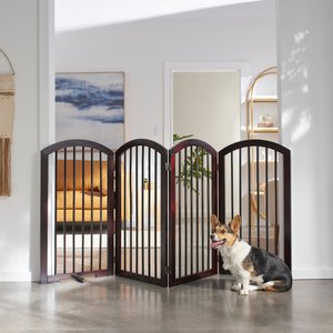 Frisco Arch 4-Panel Solid Wood Dog Gate, 36-in, Espresso